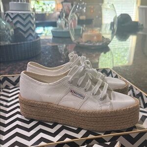 Superga White Platform Espadrille Shoes